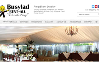design party rental website, event rental website, photo booth website