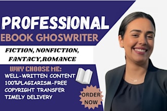 be your ebook ghostwriter for fiction nonfiction  selfhelp writer for your novel