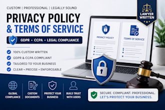 draft gdpr compliant privacy policy and terms of service