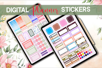 create digital stickers for digital planner, etsy,goodnotes