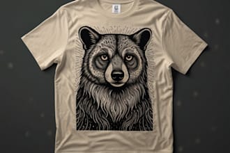 create animal linocut tshirt design for brands
