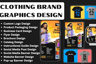 clothing brand logo, business card, brochures, branding design,flyer, banne