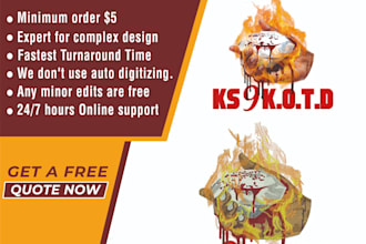 digitize logo for embroidery, and cartoon images design
