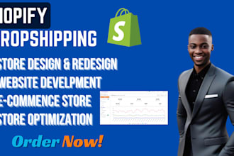 redesign shopify website, build shopify store, dropshipping and store marketing