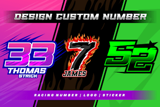 design custom racing number for logo and automotive