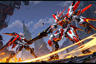 do illustration and concept mecha, gundam, and robot