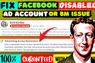 fix fb ad account and business manager restriction or disable issue