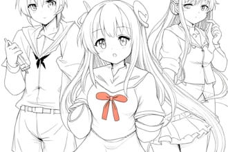 sketch, draw, line art for anime or manga, vtuber, character, nsfw, comic