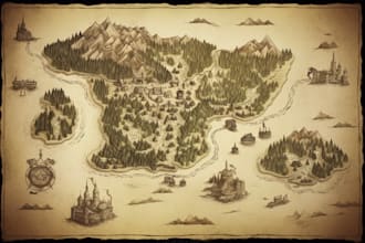 draw a professional fantasy map for dnd, novels and games