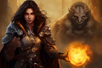 draw fantasy concept art and dnd characters design