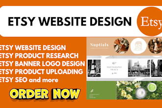 setup etsy website logo banner design winning product reseach uploading optimize