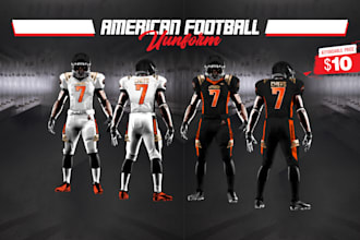 design american football jersey design, sublimation uniform 3d mockup