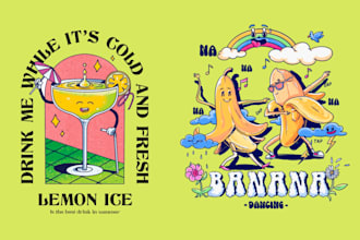 draw vintage retro cartoon character for t shirt design