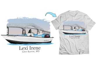 draw boat illustration for t shirt in 24 hours