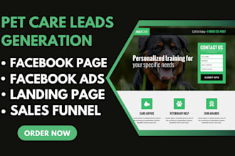 generate exclusive pet care leads pet care landing page dog training salesfunnel