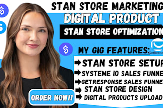 stan systeme io sales funnel, stan store design, stan store marketing,stan store