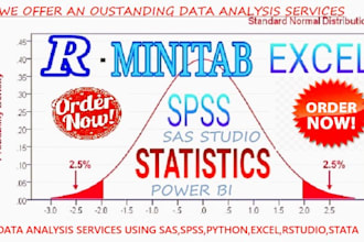 do statistical data analysis using spss, rstudio, SAS, python, excel