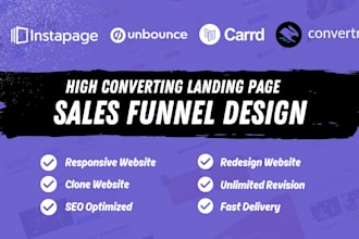 build landing page by using unbounce, instapage, convertri, cardd, framer