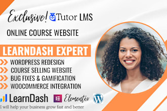 design elearning wordpress website woocommerce learndash tutor lms online course