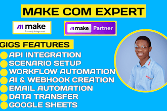 set up make com automation api integration zapier made com