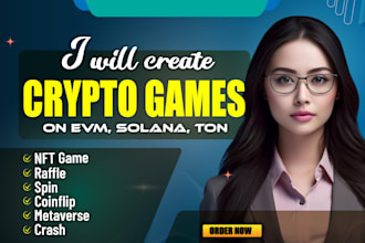 create crypto games like nft game, raffle, spin, coinflip on evm, solana