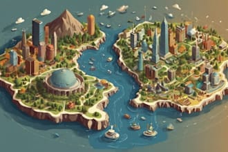 draw a awesome vector or isometric map illustration