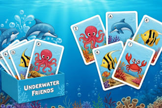 design kids educational card board game playing card with rule book mock up