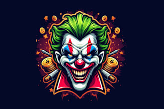 creative modern angry joker clown mascot logo design with new concept