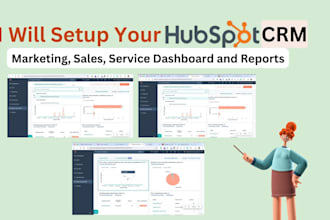 setup hubspot crm marketing sales dashboard, service dashboard and report