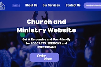 design livestream, church, ministry, messages,  podcast wordpress website