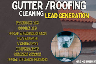 gutter and roof cleaning leads, facebook ads, video google ads cleaning services