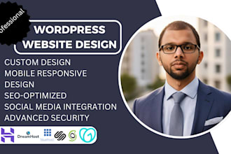 design your wordpress website on hostinger, dreamhost, bluehost, godaddy website
