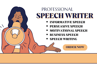 write powerful and persuasive speech for graduation, wedding, business event