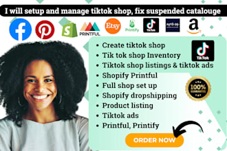 setup tiktok shop, tiktok dropshiping, shopify titkok, facebook shop, printify