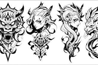 create any design in traditional tattoo or old school style