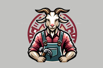 create an awesome goat farmer mascot logo with express delivery
