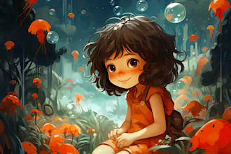 children story book illustration and children book cover