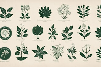 design a unique minimal, modern, celestial, botanical logo