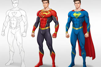 design your realistic superhero cartoon digital art illustration