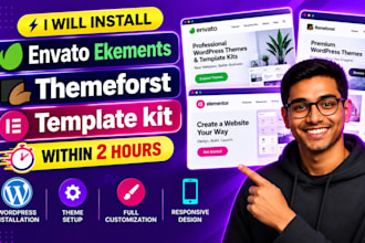 install, edit, customize, envato elements template kit, theme kit