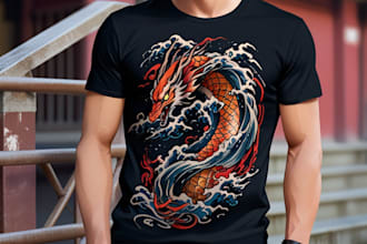 create stunning japanese style tattoo t shirt design