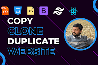 duplicate copy clone website or landing page in HTML CSS js, react