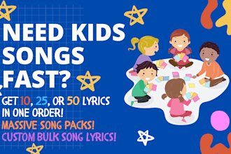 write kids song children song lyrics 10 25 or 50 in bulk