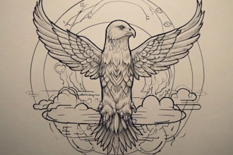 draw a minimalist tattoo geometric linework and line art design