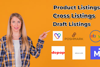 do cross listing product listings ebay, poshmark,mercari,depop, grailed draft VA