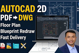 do professiona autocad 2d drafting, PDF to dwg, floor plan