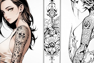 create unique custom tattoo design for you, sleeve tattoo