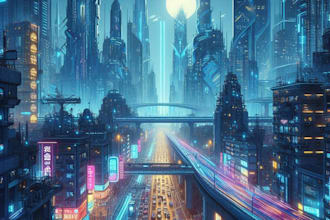 draw cyberpunk sci fi futuristic city art