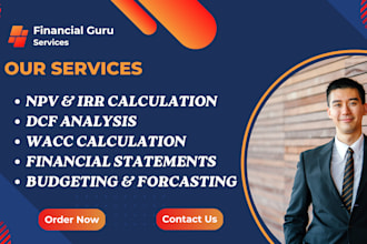 do npv, irr, wacc, financial statements, dcf analysis, budgeting and forecasting