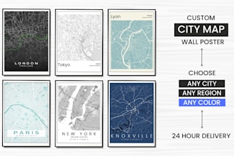 design print ready custom city map wall art posters